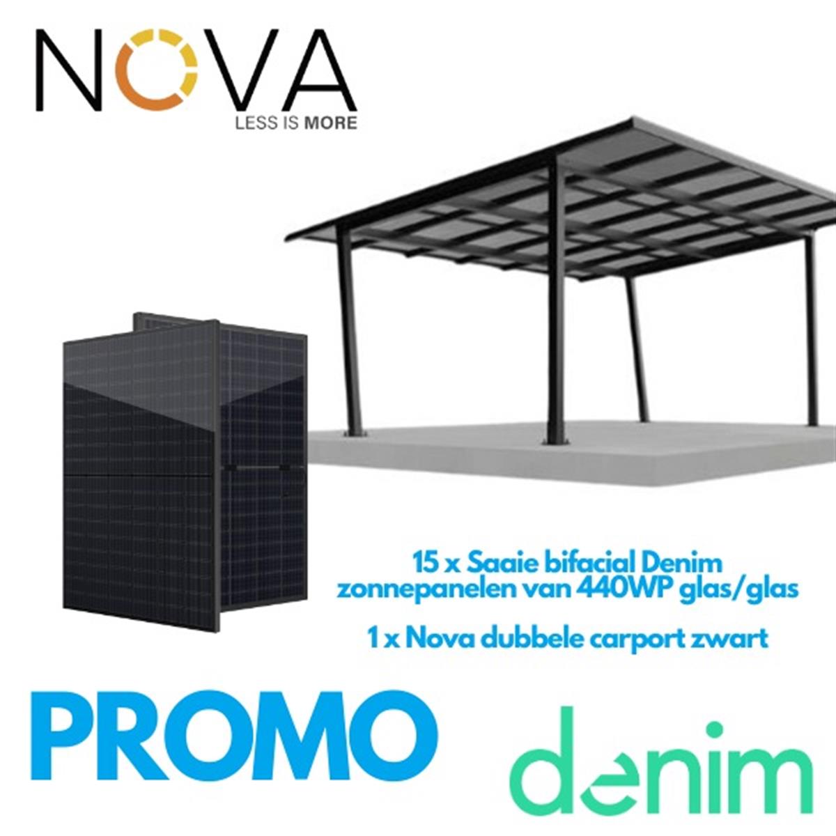NOVA Dubbele carport DEAL inclusief 15 zonnepanelen